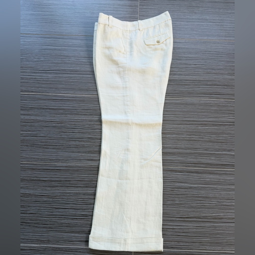 J. Crew Off-White 100% Linen Lined Trousers size 10